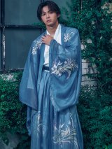 【ハロウィン】ブルーホワイトグラデーション漢服【コスプレ3点SET】【L-XLサイズ】[OF03]今井暖大着用