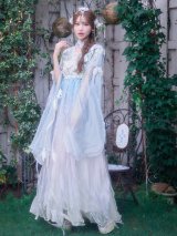 【送料無料！】【ハロウィン】水色×ラベンダー フラワー刺繍シアー漢服セット【コスプレ9点SET】【Fサイズ】[OF03]るりぴ着用