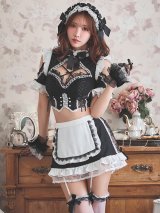 【送料無料！】【ハロウィン】リボンヘッドレースアップゴシックメイドコスプレ【コスプレ5点SET】【XS-Lサイズ】【予約/10月上旬発送予定】[OF03]三上悠亜着用