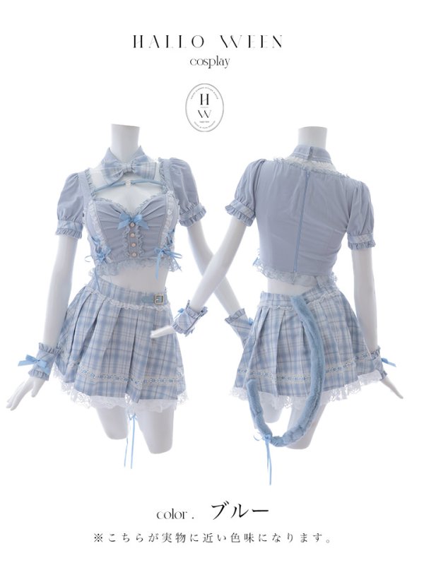 画像42: 【即日発送！】【sugar nine×マリームーンコラボ】 【ハロウィン】マリームーンコラボ制服ネコセットアップ 【コスプレ7点セット】 【XS-Lサイズ/2カラー】[OF04]