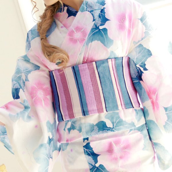 画像4: 【即日発送】【高級浴衣】ぼかし花柄浴衣三点セット[YMT]