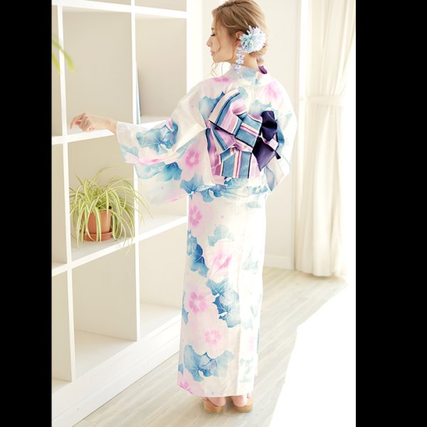 画像5: 【即日発送】【高級浴衣】ぼかし花柄浴衣三点セット[YMT]