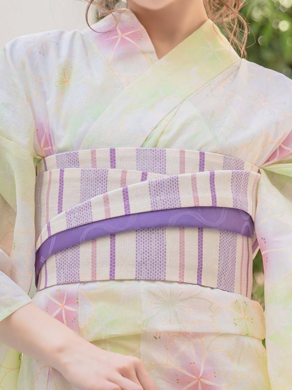 画像4: 【即日発送】【浴衣セール】【高級浴衣】黄緑地ｘ撫子模様浴衣セット[YMT]