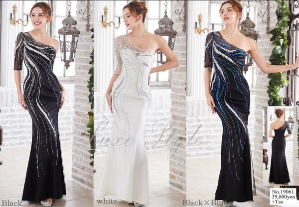 画像8: XLサイズあり【Luxe Style/リュクススタイル】ビジュー刺繍/ スパンコール/ ワンショル/ シアー/ マーメイド/ ロングドレス/ キャバドレス long【HC03】