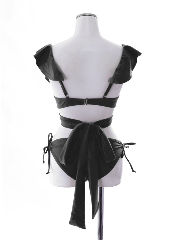 画像46: 【即日発送】【ビキニ】【水着】ショルダーフリルクロスビキニ/無地/シンプル[YMT]