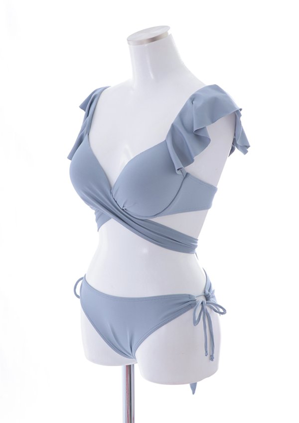 画像46: 【即日発送】【ビキニ】【水着】ショルダーフリルクロスビキニ/無地/シンプル[YMT]