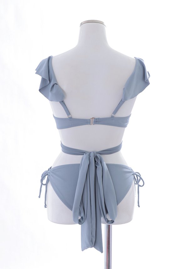 画像47: 【即日発送】【ビキニ】【水着】ショルダーフリルクロスビキニ/無地/シンプル[YMT]