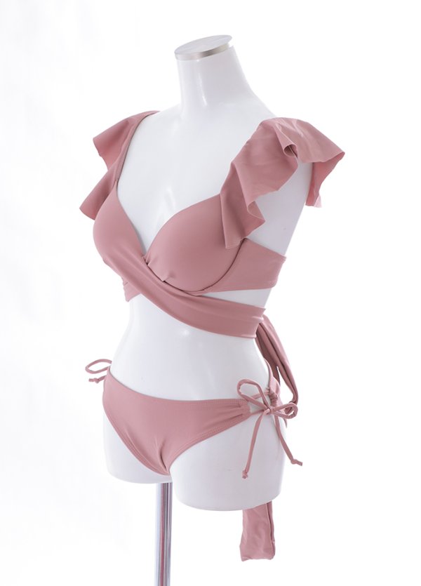 画像49: 【即日発送】【ビキニ】【水着】ショルダーフリルクロスビキニ/無地/シンプル[YMT]