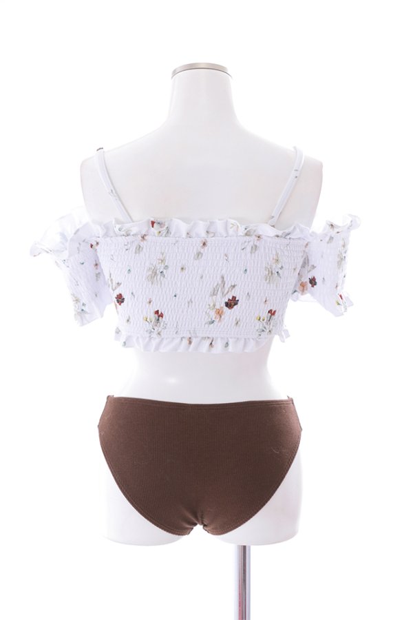 画像18: 【即日発送】【ビキニ】【水着】オフショルビキニ /花柄/シャーリング/ニット/2点セット[YMT]