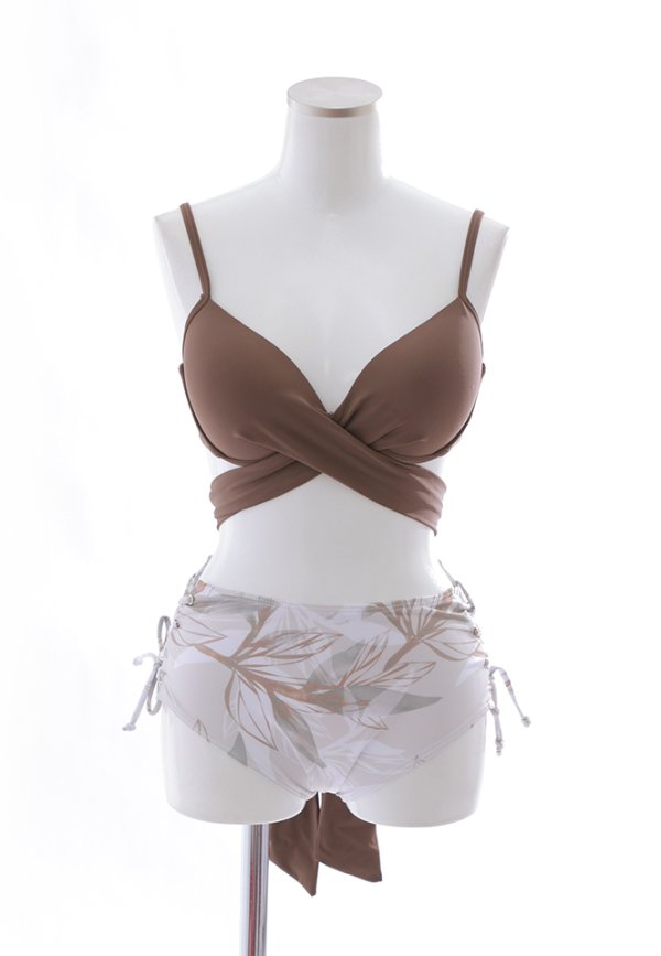 画像25: 【即日発送】【水着セール】【ビキニ】【水着】リーフ柄バッククロスリボンビキニ/ハイウエスト[YMT]