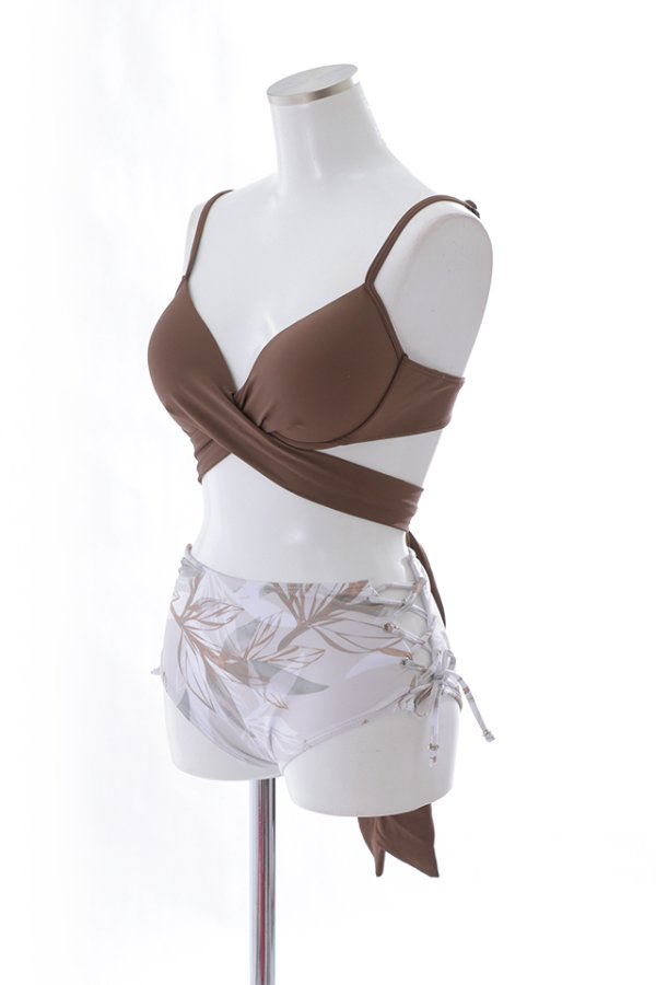 画像26: 【即日発送】【水着セール】【ビキニ】【水着】リーフ柄バッククロスリボンビキニ/ハイウエスト[YMT]