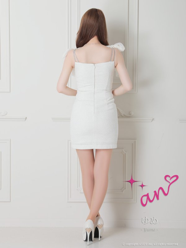 画像15: 【an /アン】ラメツイード/ ショルダーリボン/ 立体フラワー/ ビジュー/ 2way/ キャミソール/ スリットスカート/ タイト/ ミニドレス/ キャバドレス[OF05]