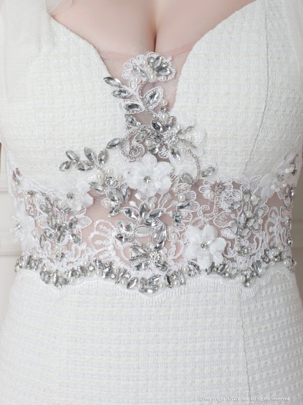 画像18: 【an /アン】ラメツイード/ ショルダーリボン/ 立体フラワー/ ビジュー/ 2way/ キャミソール/ スリットスカート/ タイト/ ミニドレス/ キャバドレス[OF05]