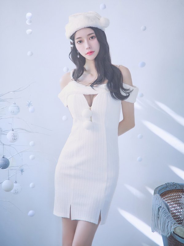 画像27: 【ノベルティ対象】【即日発送！】【サンタコス 3点セット】【XS-Lサイズ/3カラー】オフショルニットワンピサンタコスプレ(SLG001)(SFB001)[YMT]