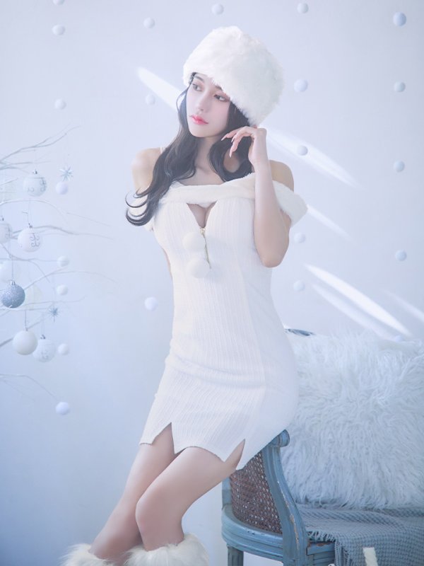 画像28: 【ノベルティ対象】【即日発送！】【サンタコス 3点セット】【XS-Lサイズ/3カラー】オフショルニットワンピサンタコスプレ(SLG001)(SFB001)[YMT]