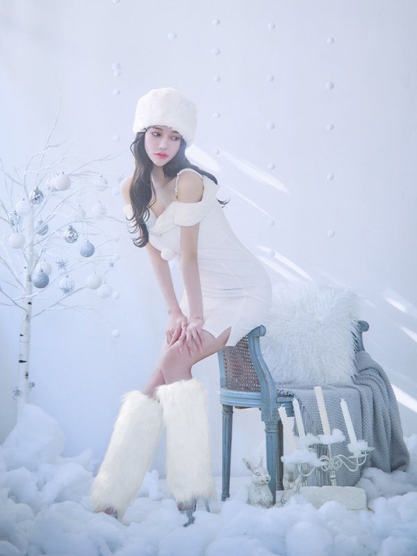 画像29: 【ノベルティ対象】【即日発送！】【サンタコス 3点セット】【XS-Lサイズ/3カラー】オフショルニットワンピサンタコスプレ(SLG001)(SFB001)[YMT]