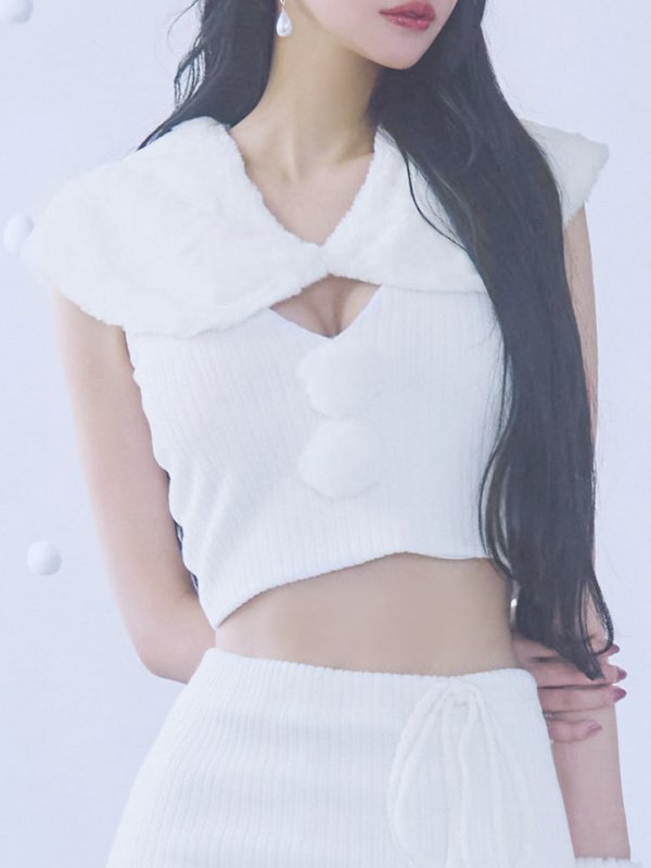 画像15: 【ノベルティ対象】【即日発送！】【サンタコス 5点セット】【XS-Lサイズ/1カラー】ファーティペット付きニットセットアップサンタコスプレ (SLG001) (SFB001) [YMT]