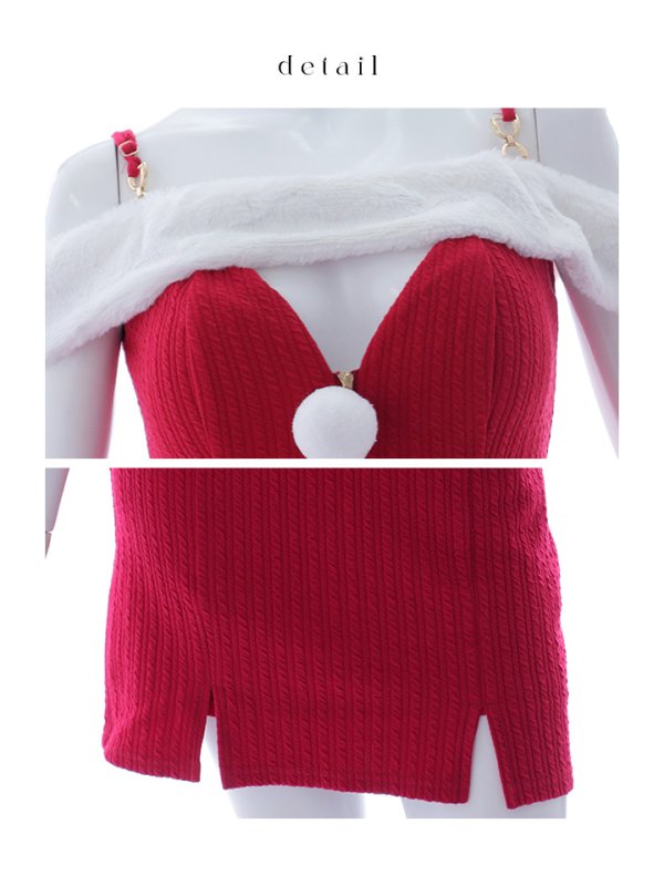 画像40: 【ノベルティ対象】【即日発送！】【サンタコス 3点セット】【XS-Lサイズ/3カラー】オフショルニットワンピサンタコスプレ(SLG001)(SFB001)[YMT]