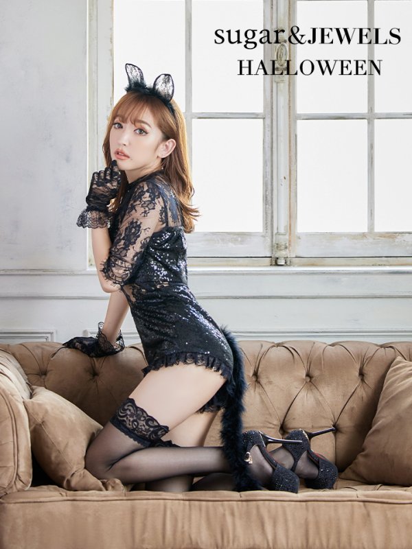 画像3: 【即日発送】杉山佳那恵ちゃんコラボ☆黒猫コスプレ【sugar nineハロウィン6点セット】【S-Mサイズ/1カラー】[HC03]