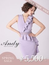 【決算SALE開催中！! 】【ANDY/アンディ】ペプラム/ フリル/ ワンカラー/ レース切り替え/ ノースリーブ/ タイト/ ミニドレス/ キャバドレス[FB03]