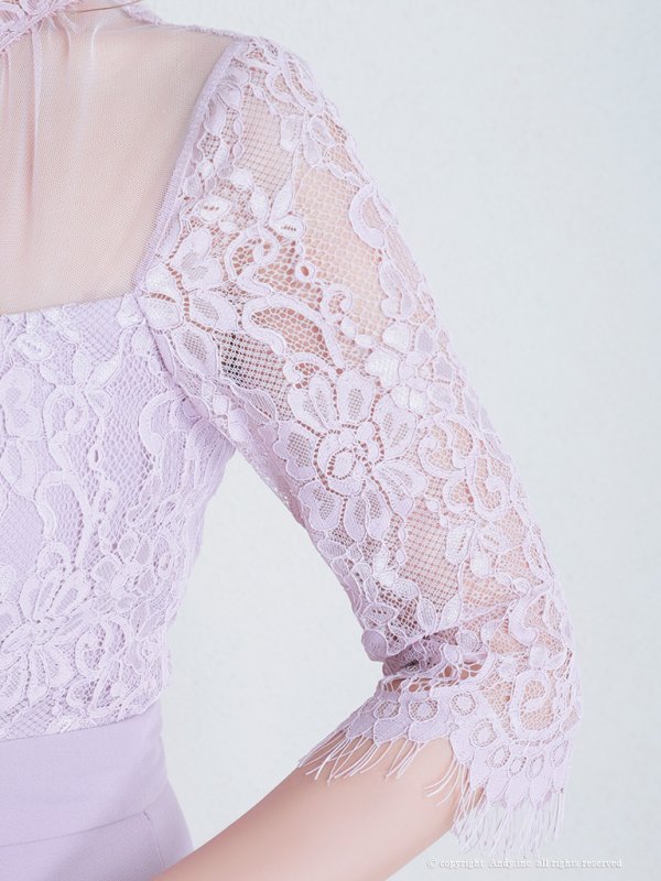 画像17: 【Andy ANDY Fashion Press 15 COLLECTION 06】マーメイド/ レース切り替え/ デコルテシアー/ ハイネック/ 七分袖/ 長袖/ 袖あり/ ワンカラー/ フィッシュテール/ フリル/ ミディアムドレス/ キャバドレス[OF05]