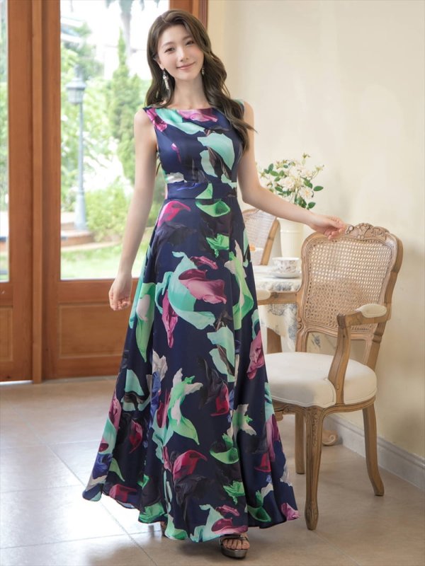 画像22: XS-Lサイズあり【ERUKEI エルケイ】Aライン/ プリント/ノースリーブ/ ワンピース/ ロングドレス / キャバドレス long[OF2]