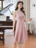 画像2: XS-Lサイズあり 【GINZA COUTURE/銀座クチュール】総レース/ パイピング/ ラインデザイン/ Aライン/ ひざ丈/ ノースリーブ/ ワンピース/ ミディアムドレス/ キャバドレス[OF2] (2)