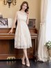 画像32: XS-Lサイズあり 【GINZA COUTURE/銀座クチュール】総レース/ パイピング/ ラインデザイン/ Aライン/ ひざ丈/ ノースリーブ/ ワンピース/ ミディアムドレス/ キャバドレス[OF2]
