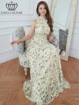 XS-Lサイズあり 【GINZA COUTURE/銀座クチュール】ハイネック/ ノースリーブ/ ウエストマーク/ シフォン/ フレア/ Aライン/ マキシ丈/ ワンピース/ ロングドレス/ キャバドレスlong[OF2]