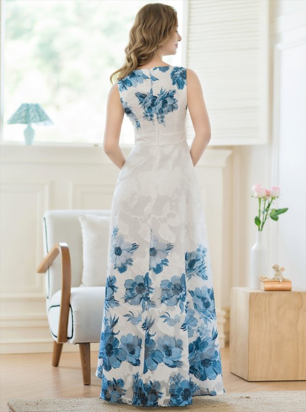 画像23: XS-Lサイズあり 【GINZA COUTURE/銀座クチュール】フラワープリント/ ノースリーブ/ フレア/ Aライン/ ロングドレス/ キャバドレスlong[OF2]