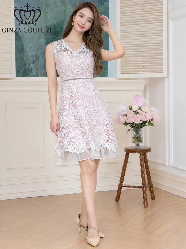 ピンクxホワイト モデル：Aoli　身長：162cm 着用サイズ：7号(Sサイズ)