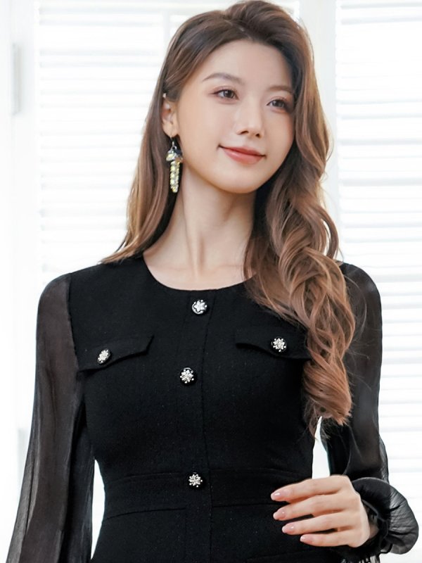 ブラック モデル:Qiqi 身長:160cm 着用サイズ:7号(Sサイズ)