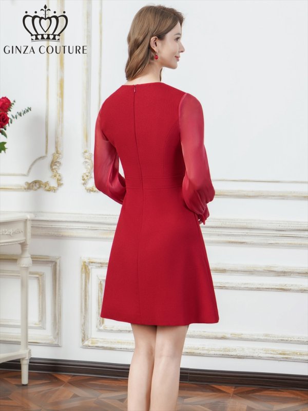 ワインレッド モデル：Aoli　身長：162cm　着用サイズ：7号(Sサイズ)