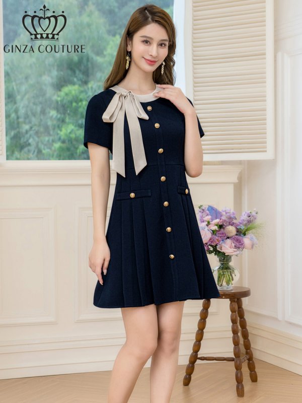 ネイビー モデル:Aoli 身長:162cm 着用サイズ:7号(Sサイズ)