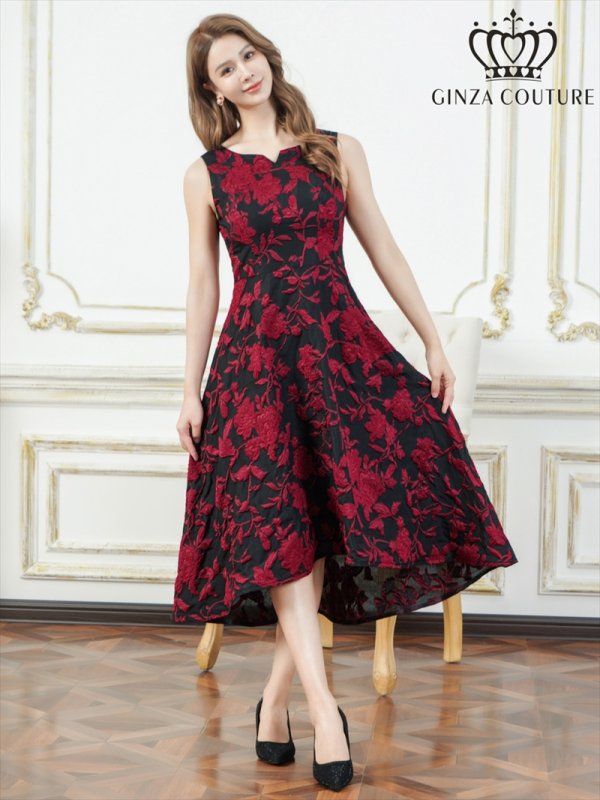 ブラックxワインレッド　モデル：Aoli　身長：162cm　着用サイズ：7号(Sサイズ)