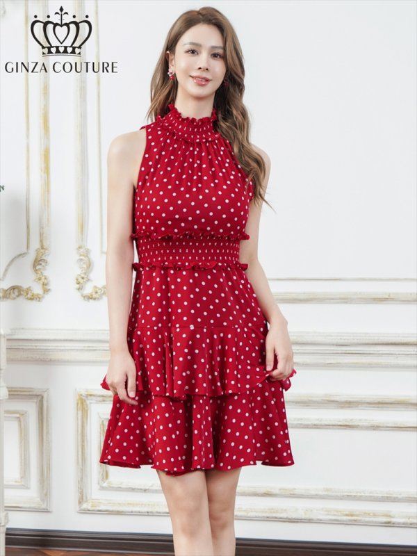 レッド×ホワイト　モデル：Aoli　身長：162cm　着用サイズ：7号(Sサイズ)