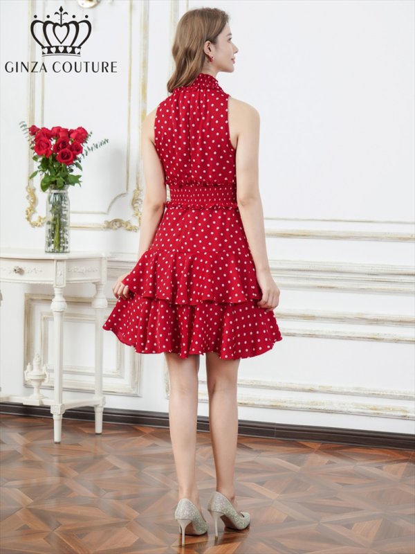 レッド×ホワイト　モデル：Aoli　身長：162cm　着用サイズ：7号(Sサイズ)