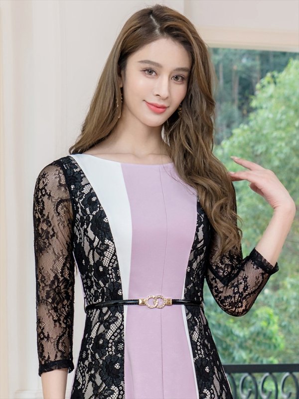 パープルxブラック モデル：Aoli　身長：162cm 着用サイズ：7号(Sサイズ)