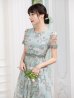 画像11: 【GINZA COUTURE/銀座クチュール】フラワープリント/ 半袖/ 袖あり/ Aライン/ フレア/ ミモレ丈/ ワンピース/ ミディアムドレス/ キャバドレス[OF2]