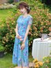 画像8: Lサイズあり 【GINZA COUTURE/銀座クチュール】フラワープリント/ 袖あり/ 半袖/ チュール/ Aライン/ フレア/ ミモレ丈/ ワンピース/ ミディアムドレス/ キャバドレス[OF2]