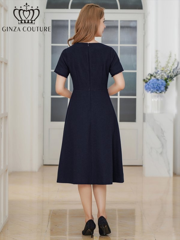 ネイビー　モデル：Aoli　身長：162cm　着用サイズ：7号(Sサイズ)