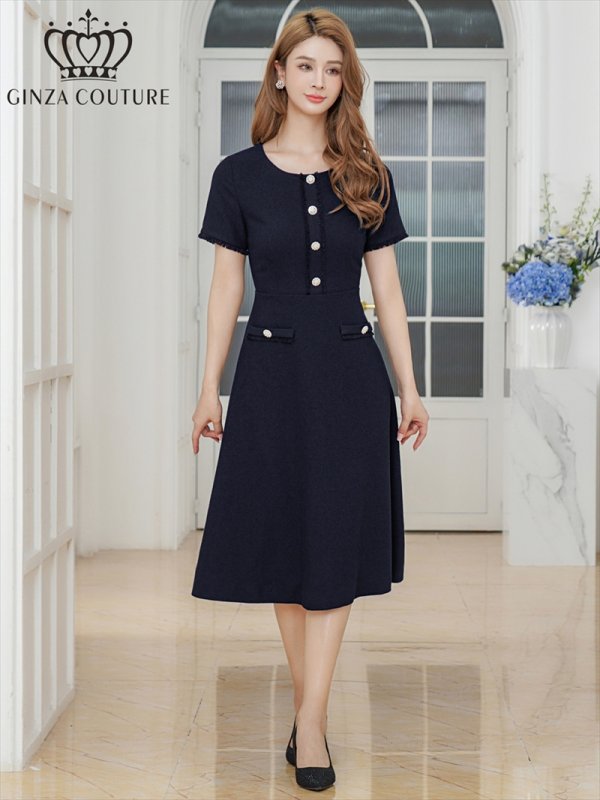 ネイビー　モデル：Aoli　身長：162cm　着用サイズ：7号(Sサイズ)