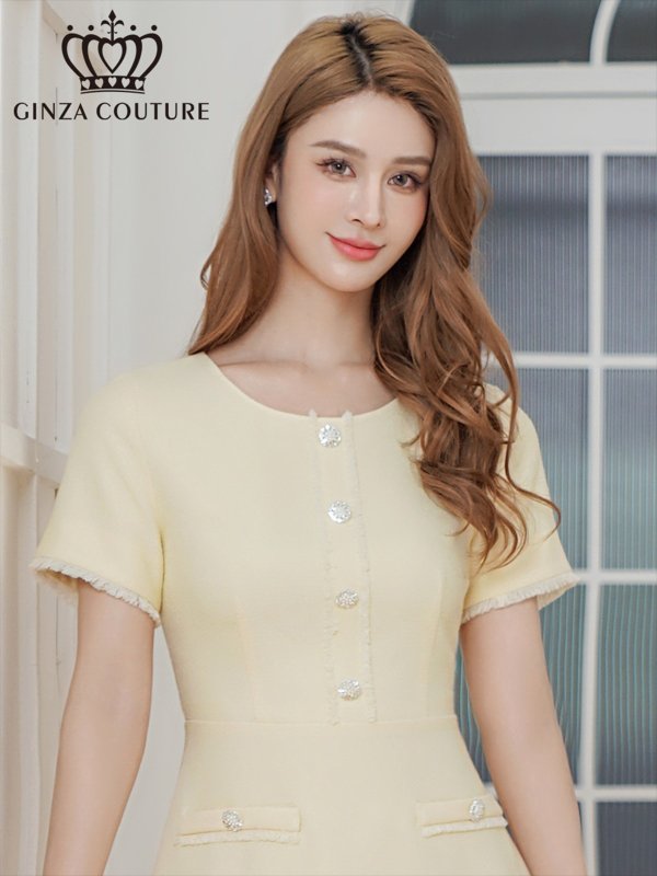 イエロー　モデル：Aoli　身長：162cm　着用サイズ：7号(Sサイズ)