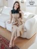 ブラック×ベージュ モデル:Aoli 身長:162cm 着用サイズ:7号(Sサイズ)