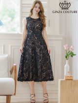 XS-Lサイズあり 【GINZA COUTURE/銀座クチュール】総レース/ ノースリーブ/ Aライン/ フレア/ ミディアム丈/ ミモレ丈/ ワンピース/ ミディアムドレス/ キャバドレス[OF2]
