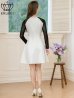 ホワイト×ブラック　モデル：Aoli　身長：162cm　着用サイズ：7号(Sサイズ)