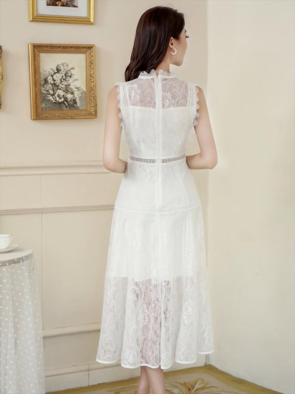 画像13: XS-Lサイズあり【ERUKEI エルケイ】フラワーレース/ Aライン/ ミモレ丈/ ノースリーブ/ ワンピース/ ミディアムドレス/ キャバドレス[OF2]