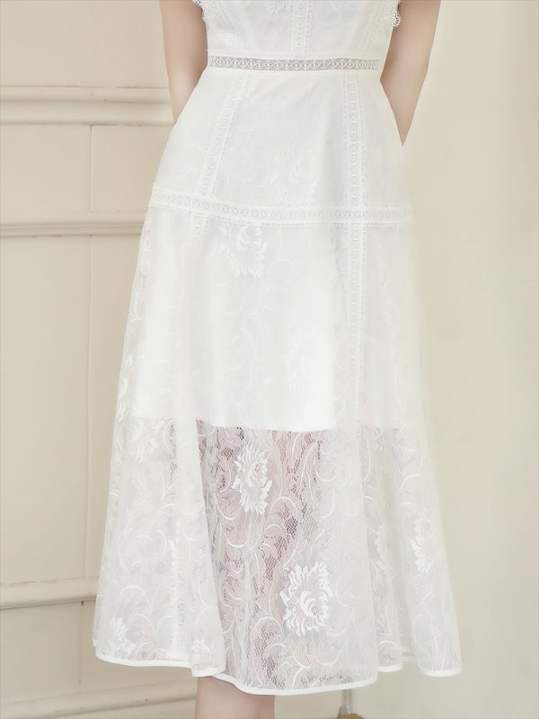 画像15: XS-Lサイズあり【ERUKEI エルケイ】フラワーレース/ Aライン/ ミモレ丈/ ノースリーブ/ ワンピース/ ミディアムドレス/ キャバドレス[OF2]