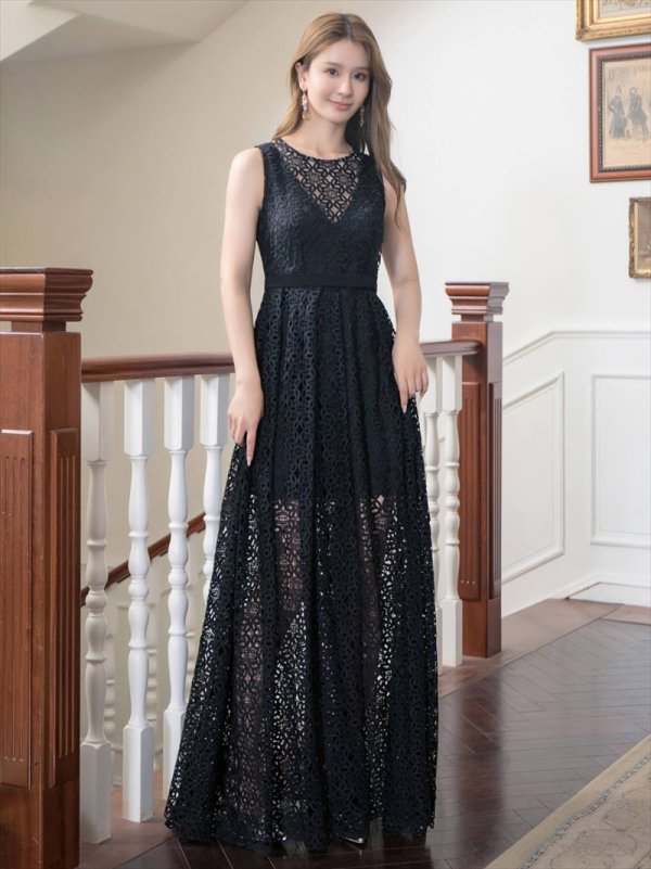 画像6: XS-Lサイズあり【SETTAN/セッタン】総レース/ ノースリーブ/ Aライン/ ロングドレス/ キャバドレスlong[OF2]