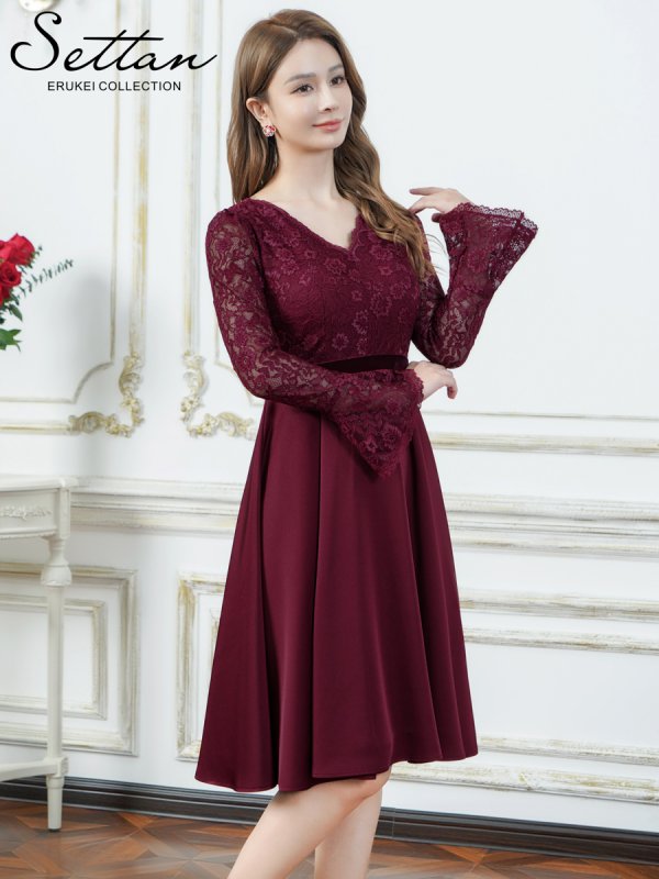 ワインレッド モデル：Aoli　身長：162cm 着用サイズ：7号(Sサイズ)